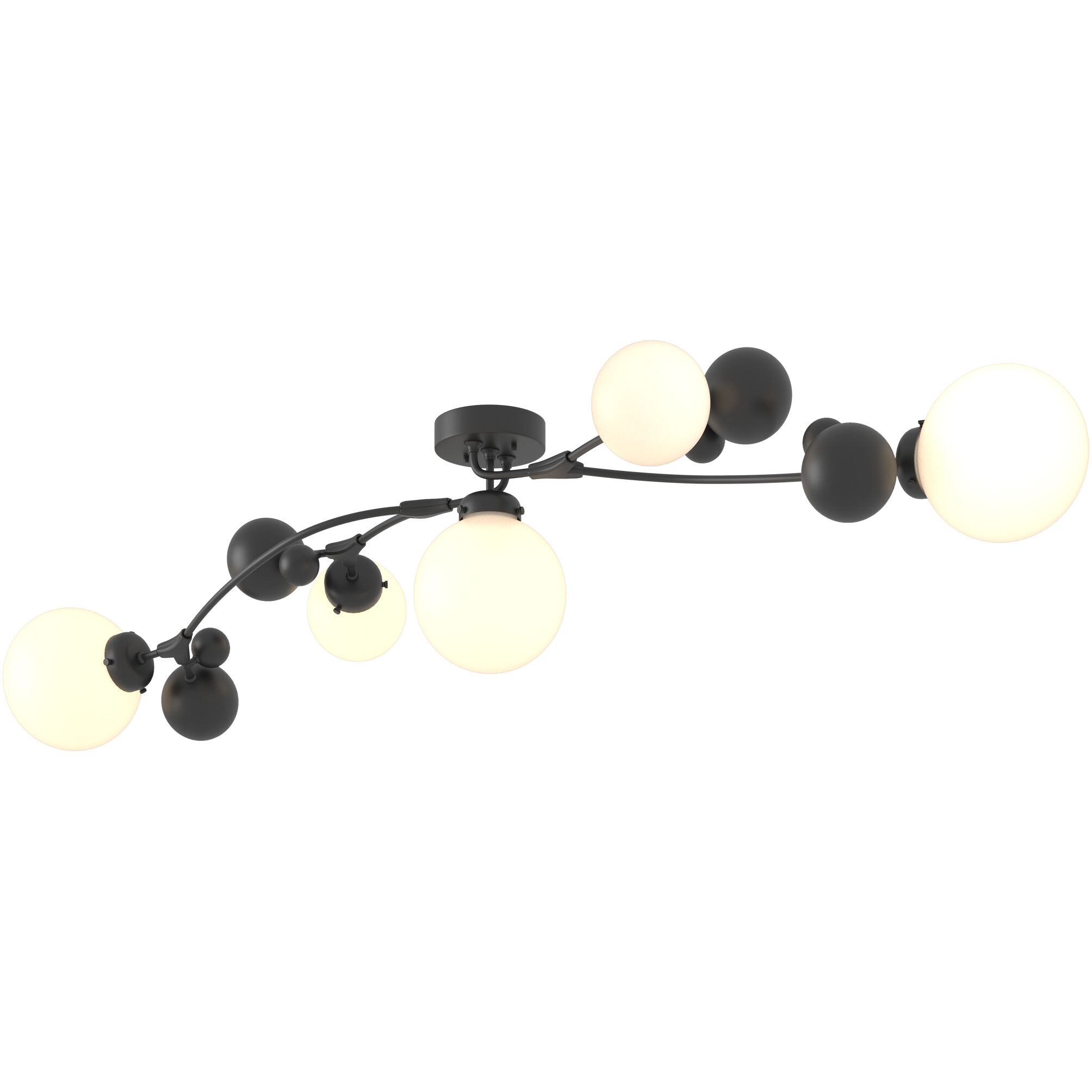 Sprig 5 Light 21 inch Black Semi-Flush Ceiling Light in Opal