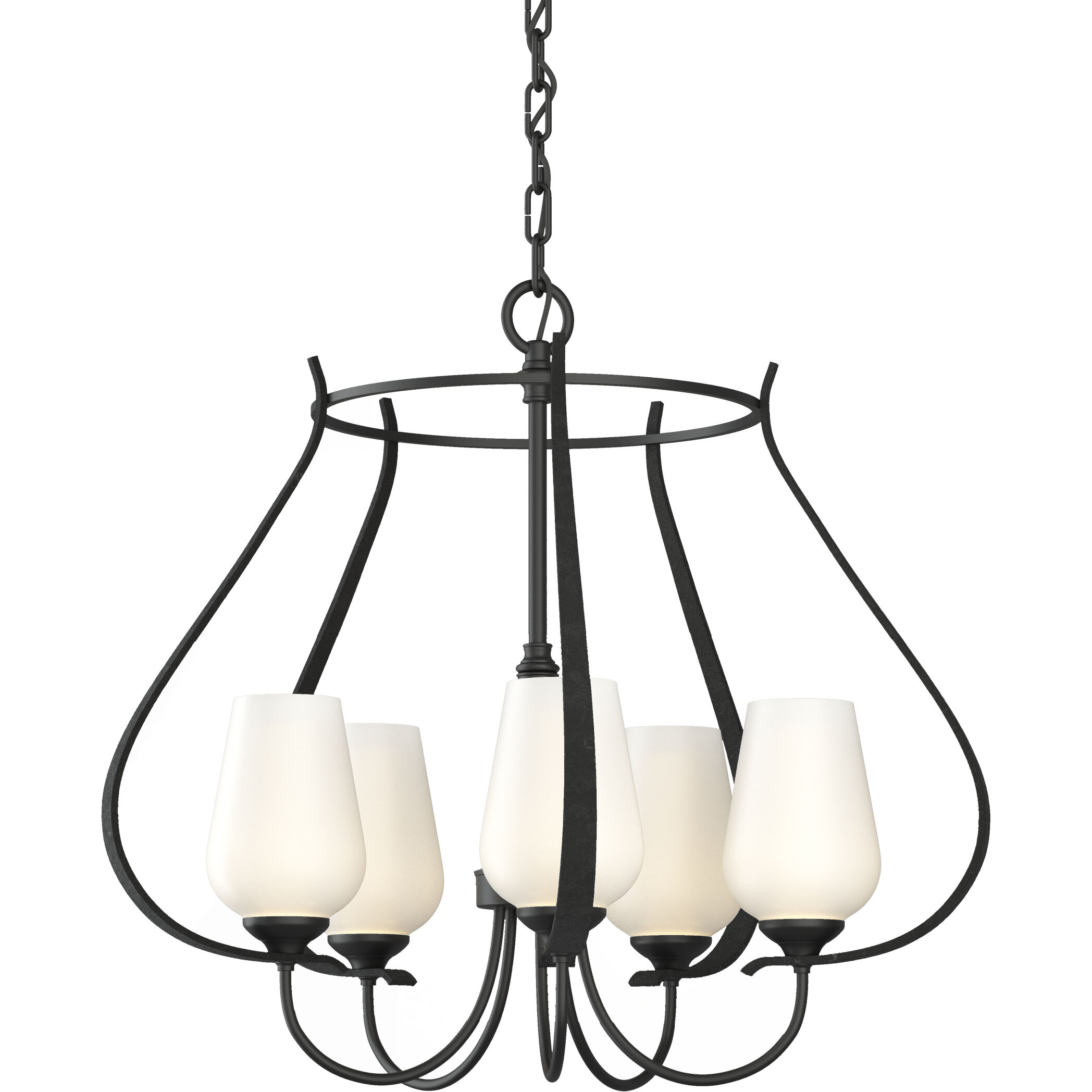 Flora 5 Light 22.2 inch Black Chandelier Ceiling Light in Opal