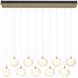 Ume 10 Light 44.7 inch Modern Brass Pendant Ceiling Light in Frosted, Rectangular