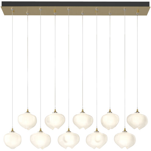 Ume 10 Light 44.7 inch Modern Brass Pendant Ceiling Light in Frosted, Rectangular