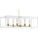 Portico 6 Light 42 inch Modern Brass and Vintage Platinum Pendant Ceiling Light