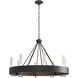 Banded Ring 8 Light 32 inch Black Chandelier Ceiling Light in Clear