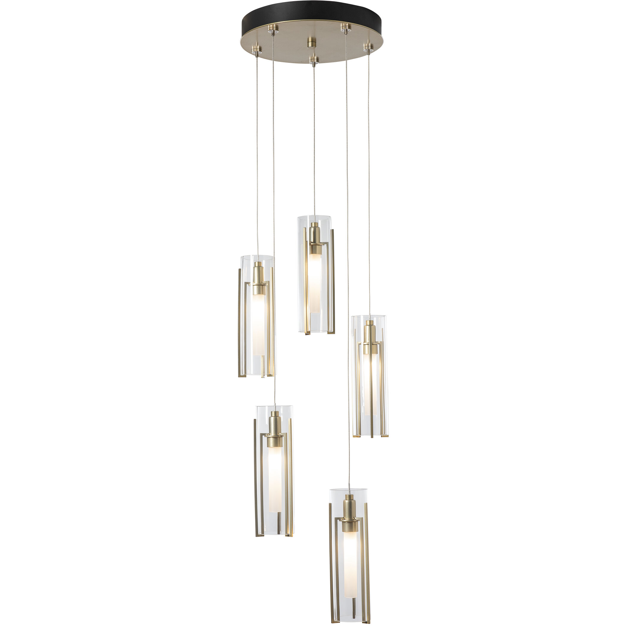Exos Glass 5 Light 13.5 inch Modern Brass Pendant Ceiling Light in Clear
