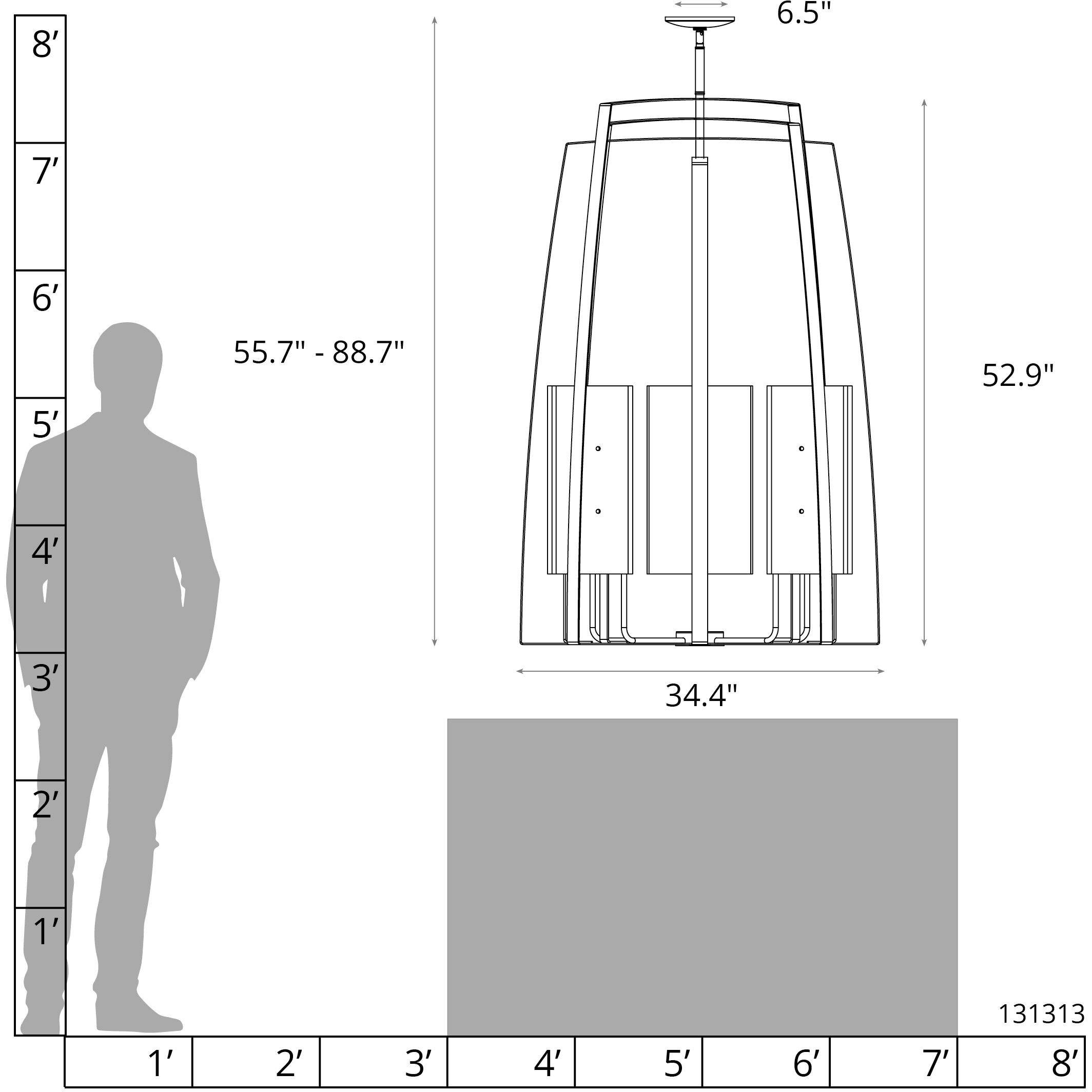 Arc 8 Light 34.4 inch Oil Rubbed Bronze Pendant Ceiling Light, Tall