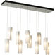 Exos Glass 10 Light 44.5 inch Sterling Pendant Ceiling Light in Opal, Rectangular