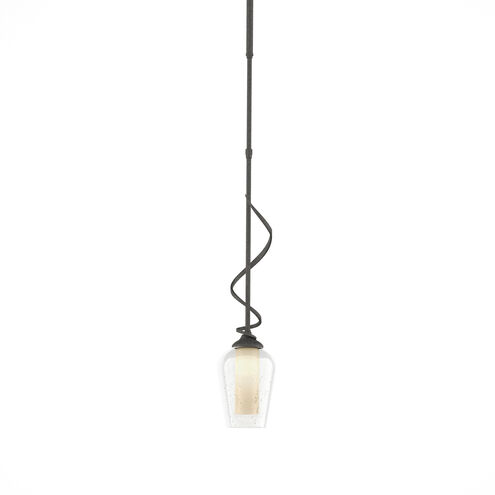 Flora 1 Light 3.9 inch Natural Iron Mini Pendant Ceiling Light in Seeded with Opal, Down Light