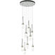 Link 9 Light 20.5 inch Vintage Platinum Pendant Ceiling Light in Clear with White Threading, Round