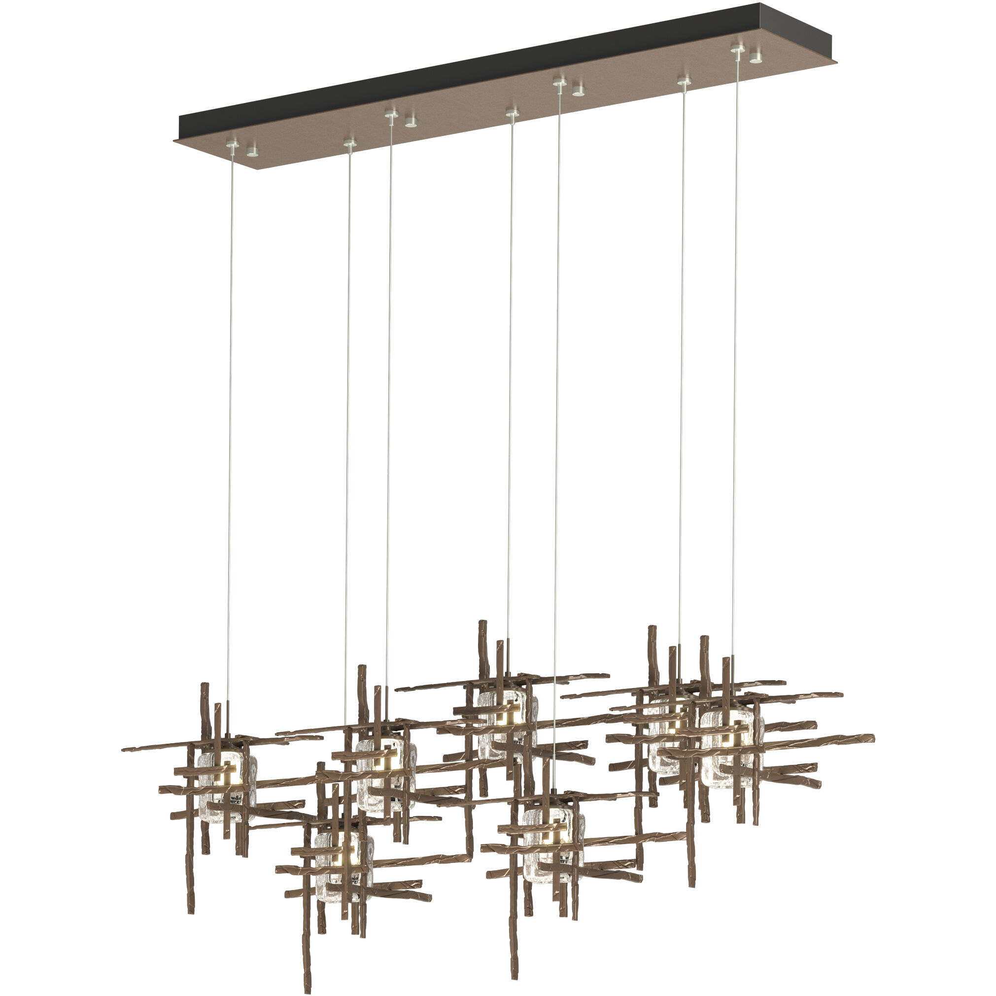 Tura 7 Light 53.6 inch Bronze Pendant Ceiling Light, Rectangular