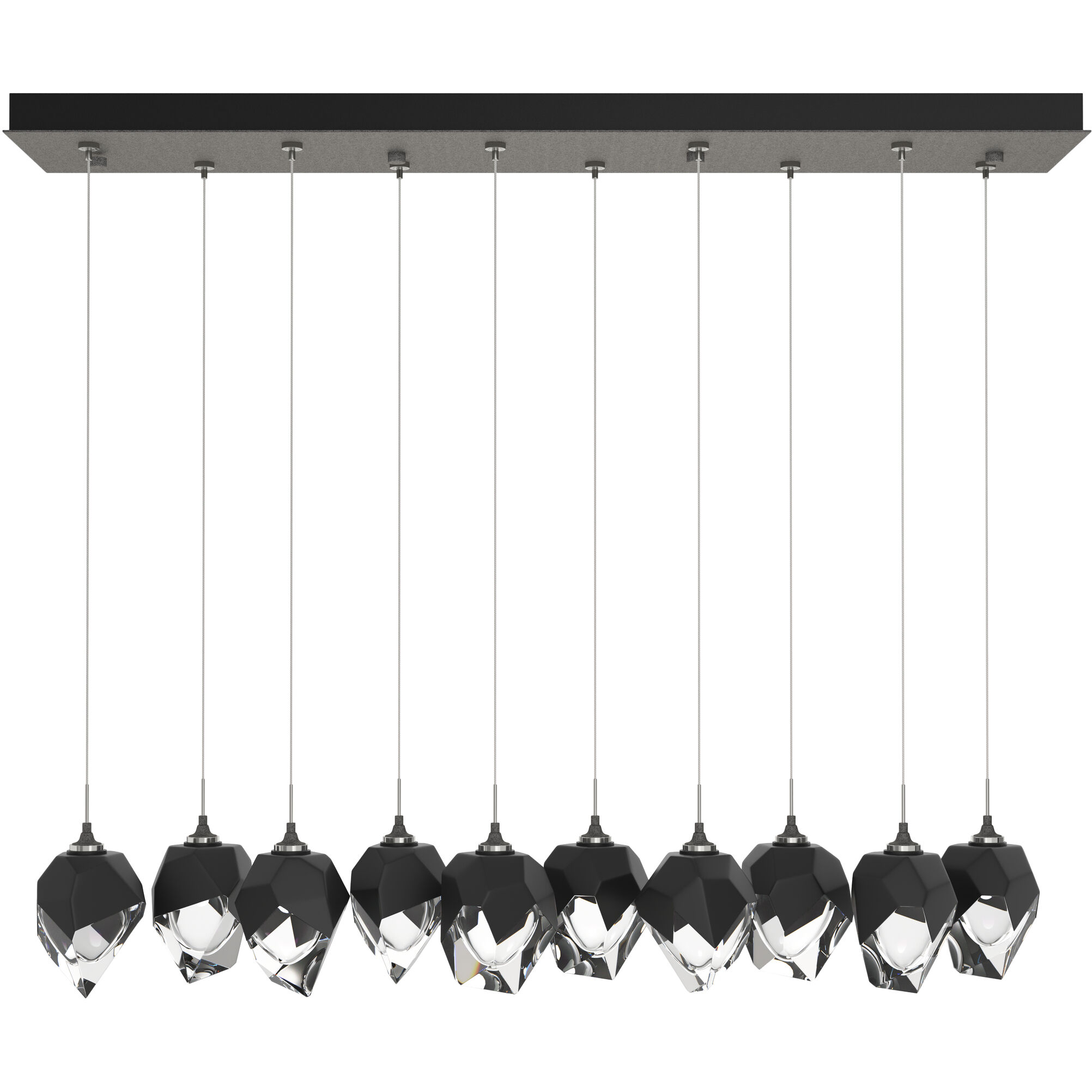 Chrysalis 10 Light 8.5 inch Natural Iron Pendant Ceiling Light in Black Crystal, Small
