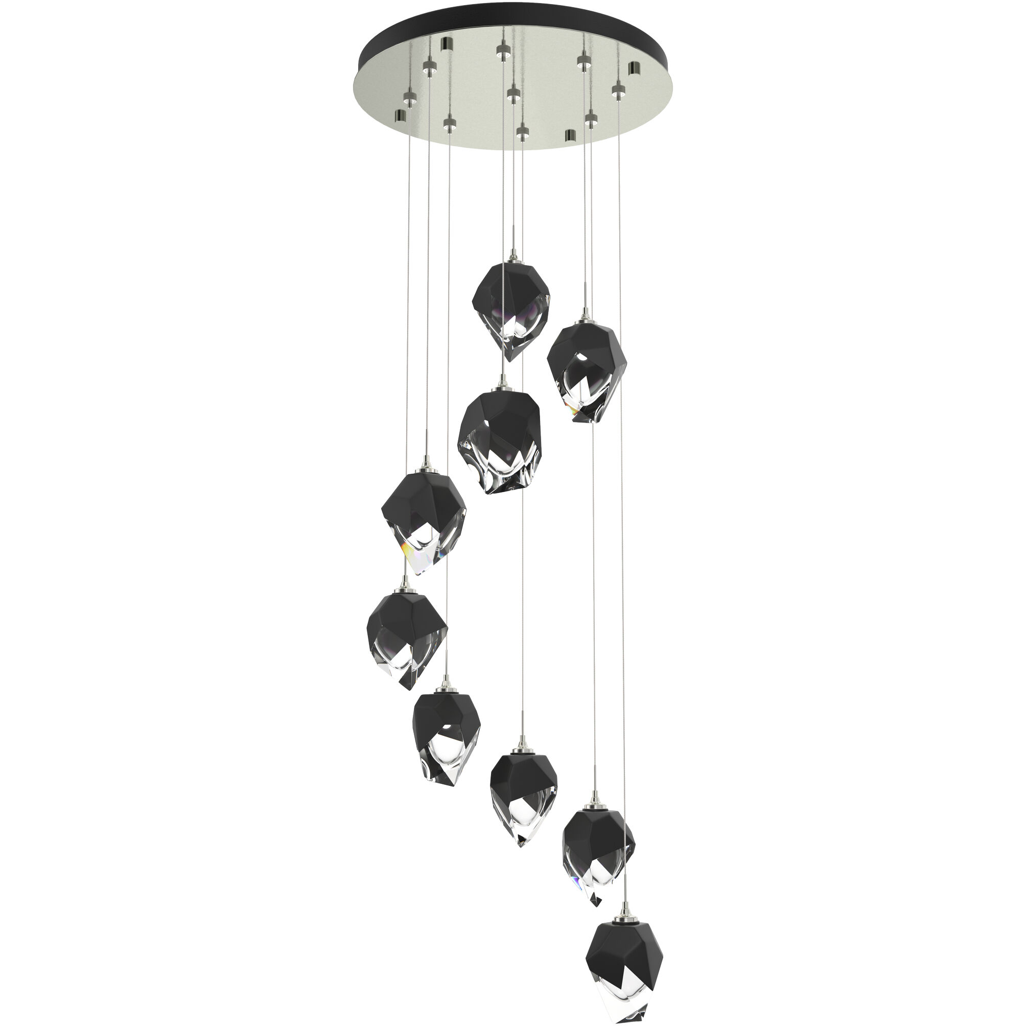 Chrysalis 9 Light 20.5 inch Sterling Pendant Ceiling Light in Black Crystal, Small