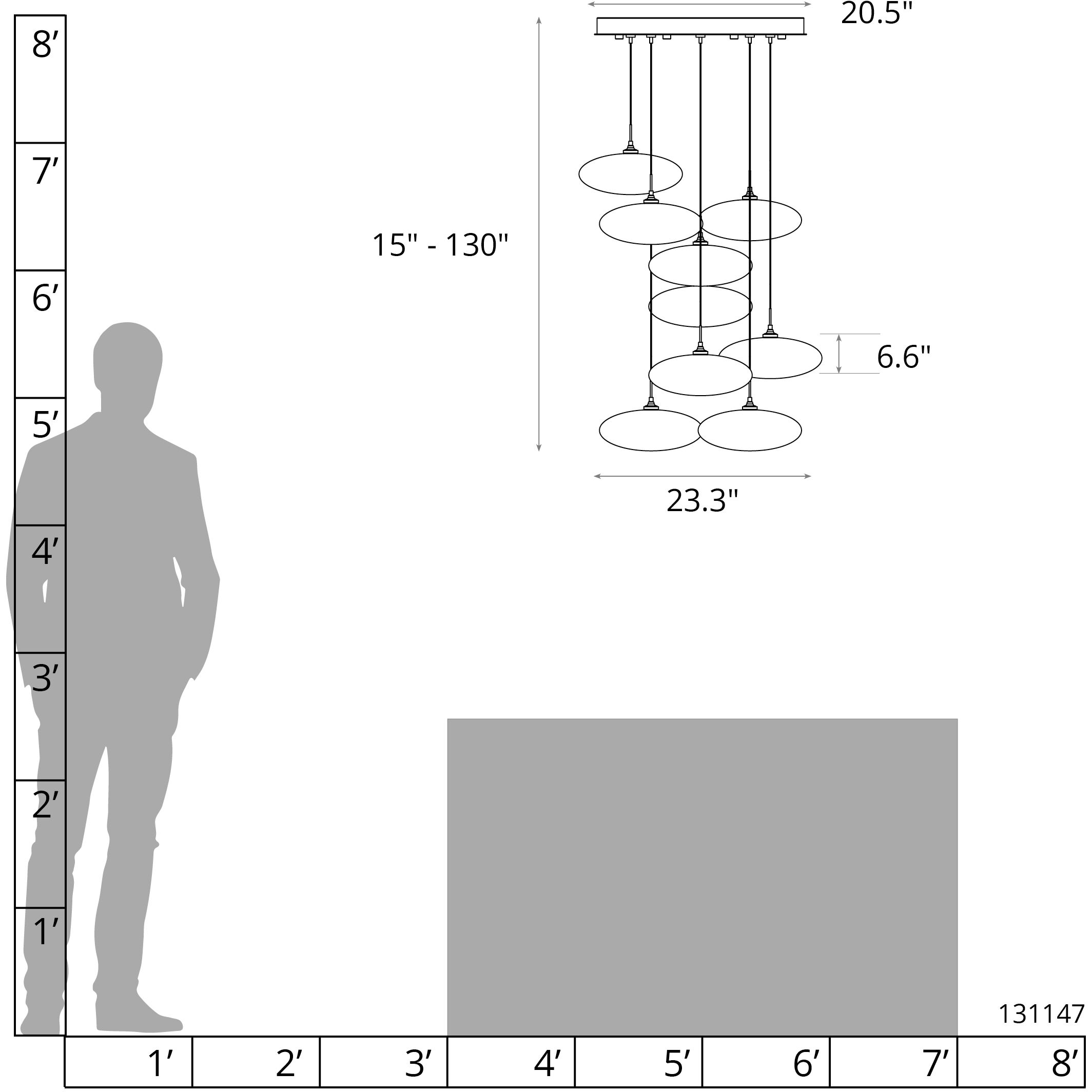 Clouds 9 Light 23.3 inch Oil Rubbed Bronze Pendant Ceiling Light