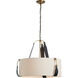 Saratoga 3 Light 26.2 inch Antique Brass Pendant Ceiling Light in Leather Black, Flax, Small