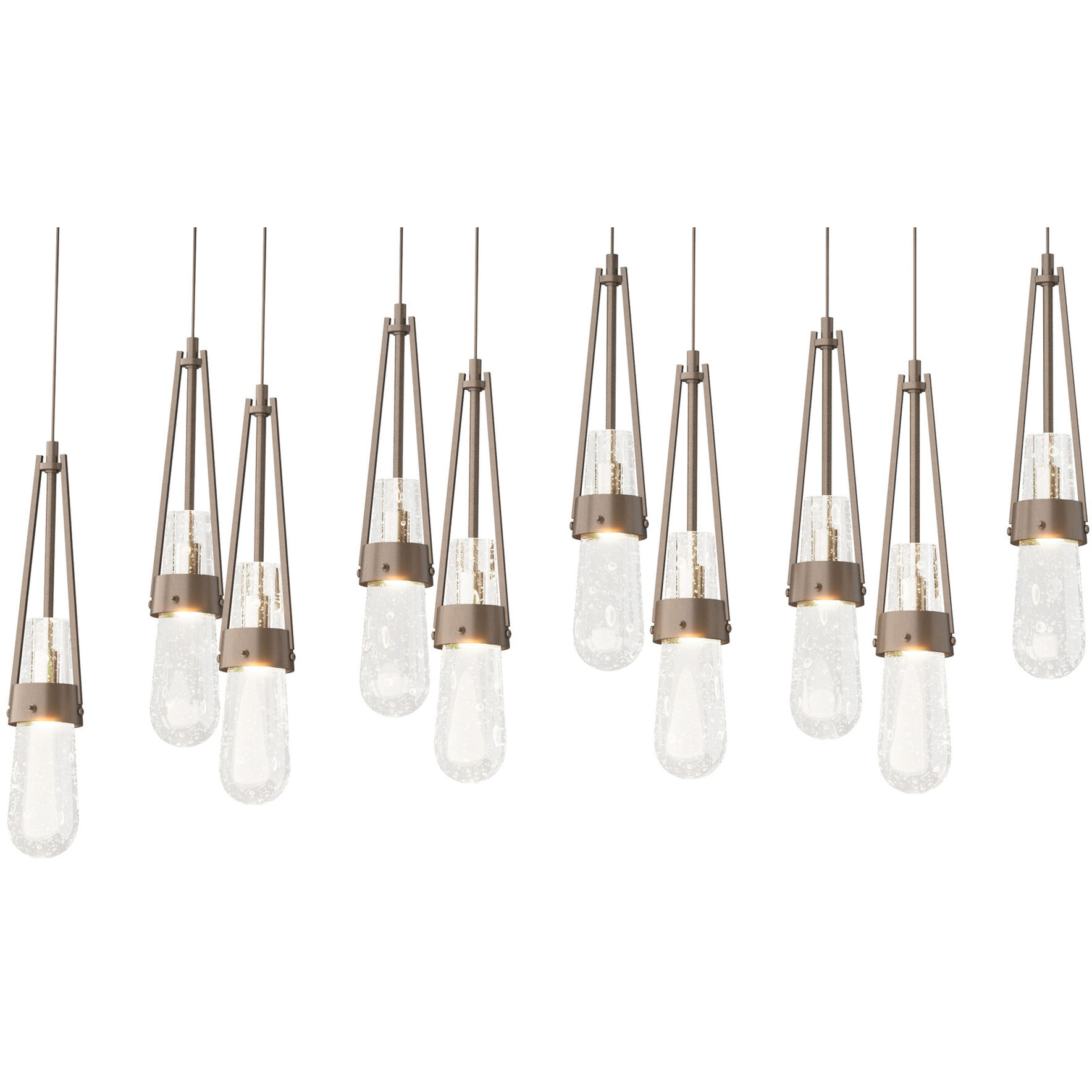 Link 10 Light 44.5 inch Bronze Pendant Ceiling Light in Clear Bubble, Rectangular