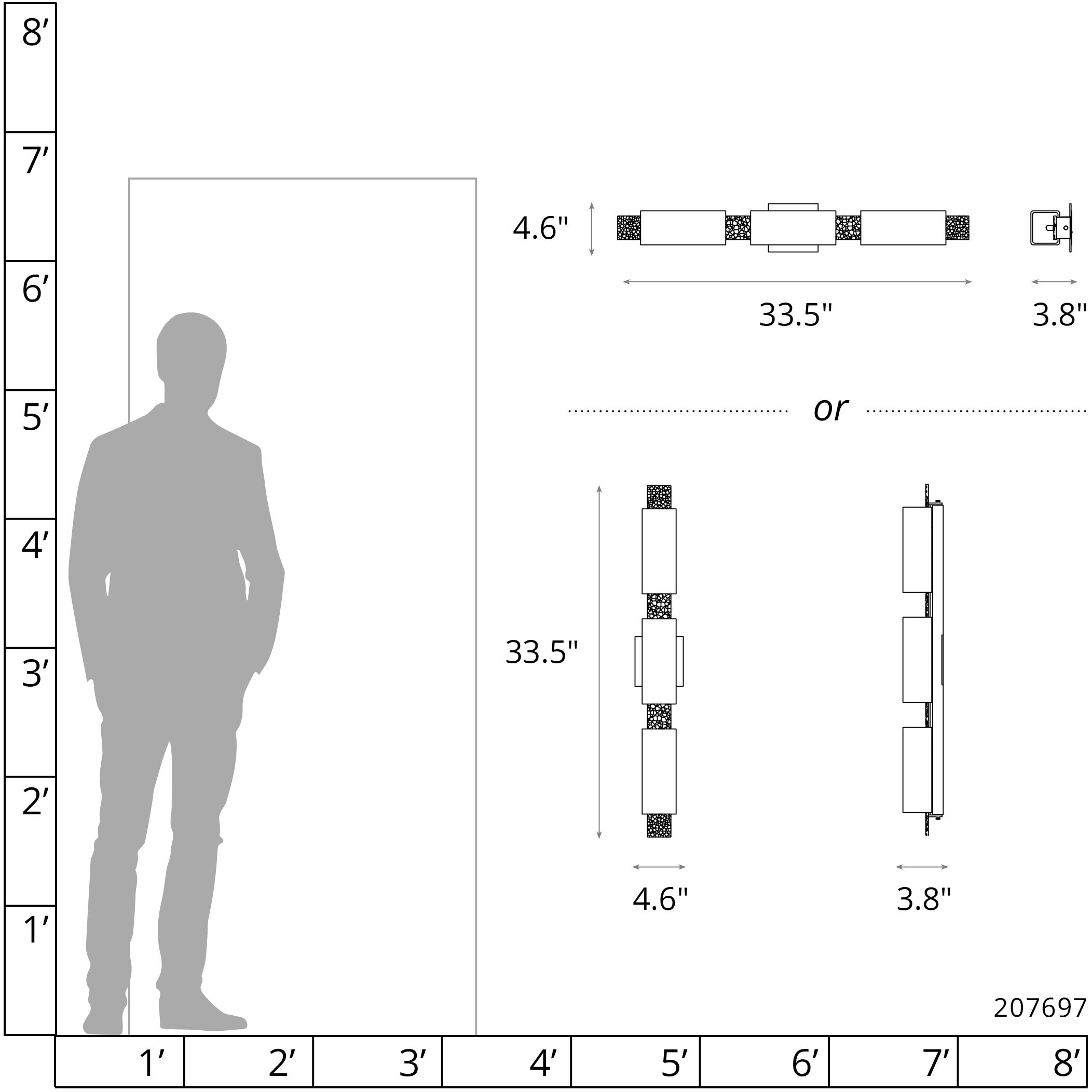 Oceanus 3 Light 33.5 inch Soft Gold ADA Sconce Wall Light