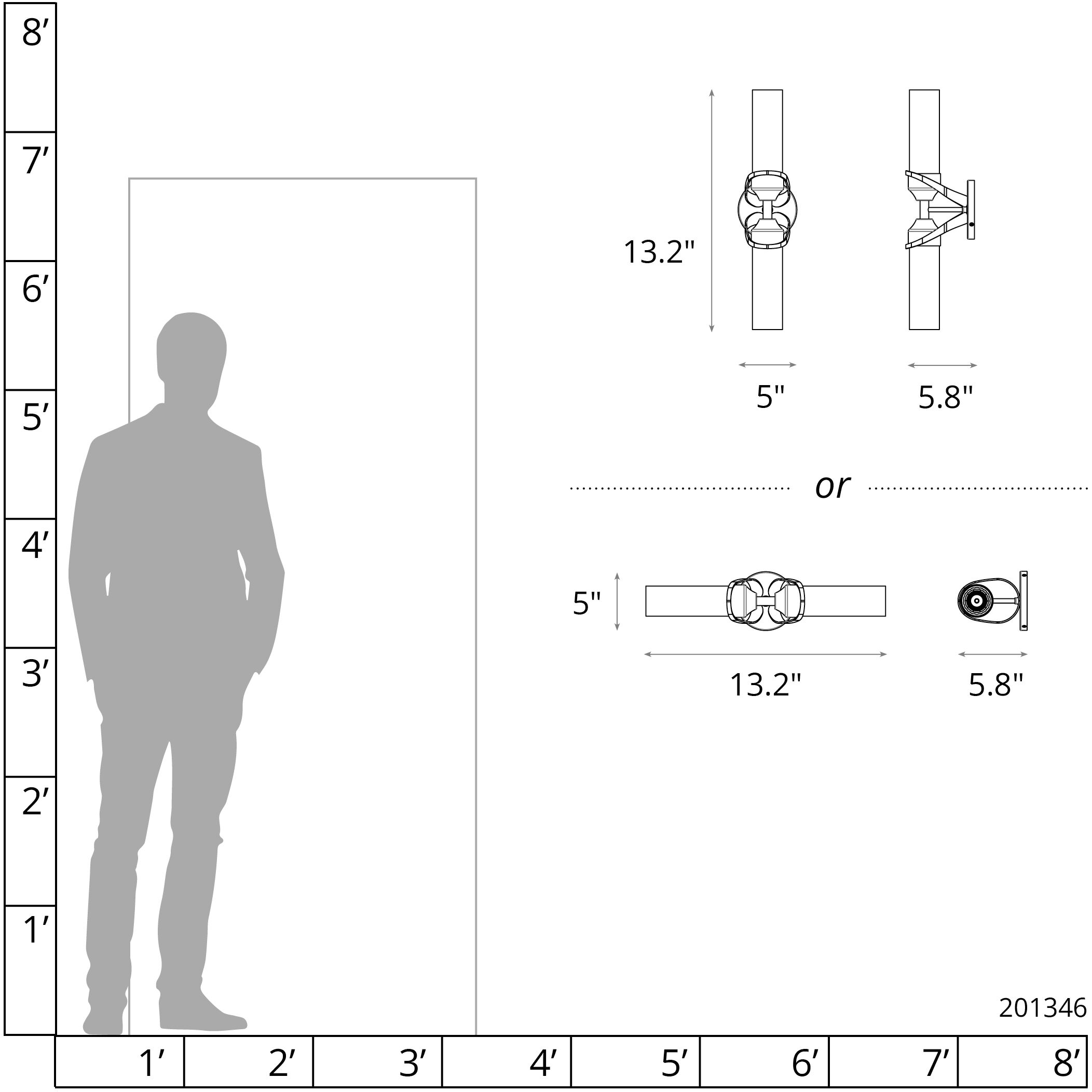 Bow 2 Light 5.8 inch Modern Brass Bath Sconce Wall Light