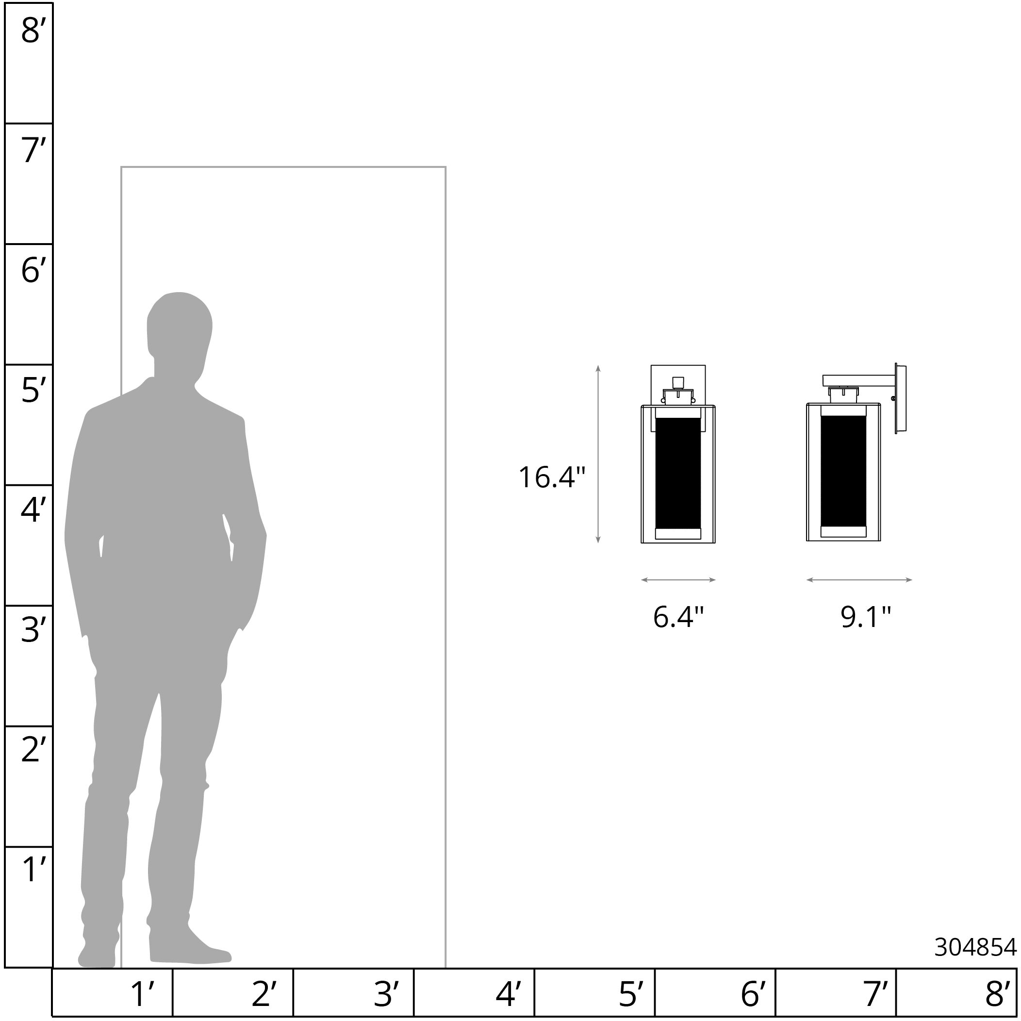 Polaris 1 Light 16.4 inch Coastal Black and Coastal Silver Outdoor Sconce, Large