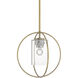 Rhythm 1 Light 11.3 inch Modern Brass Mini Pendant Ceiling Light in Seeded Clear