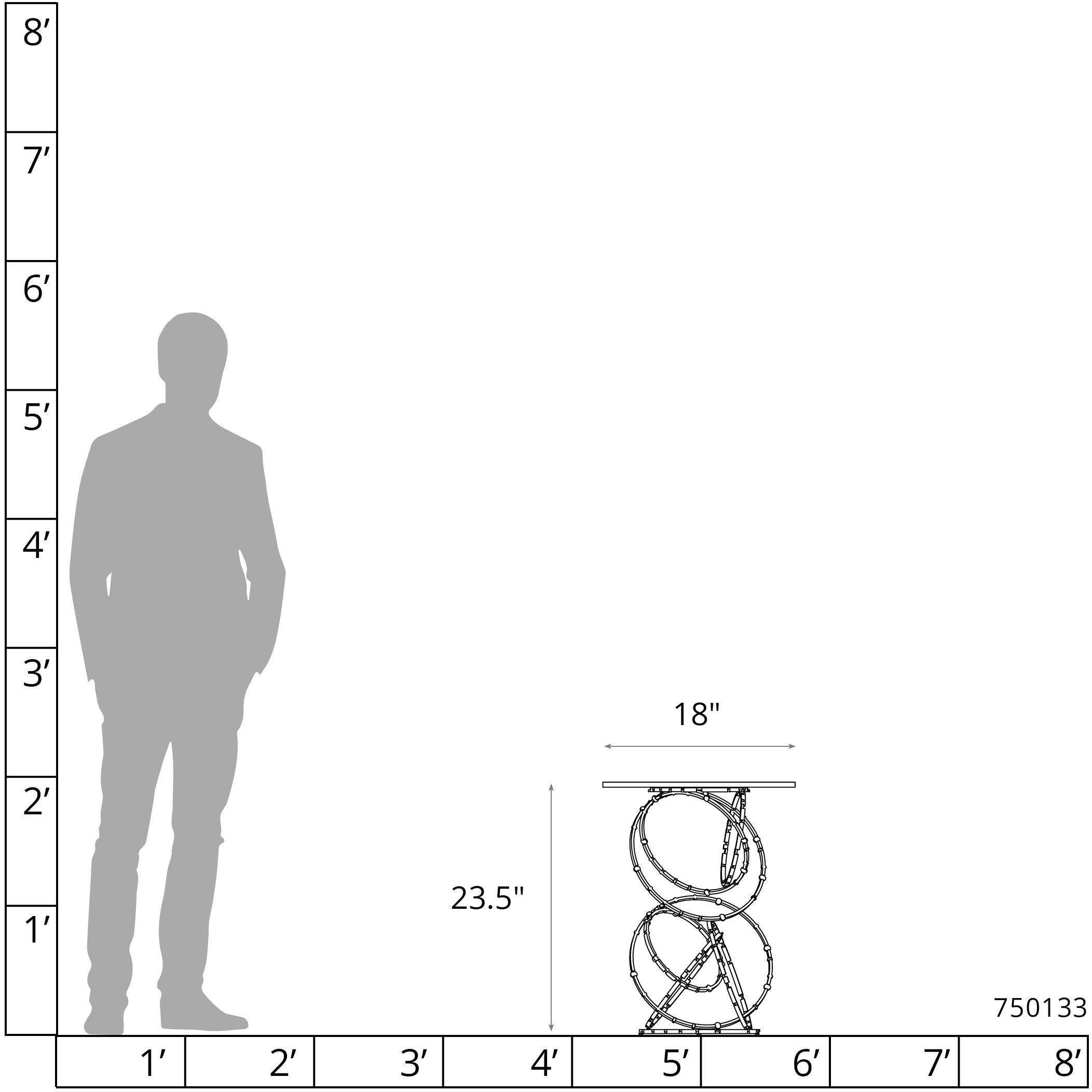 Olympus 18 inch Ink Accent Table, Glass Top