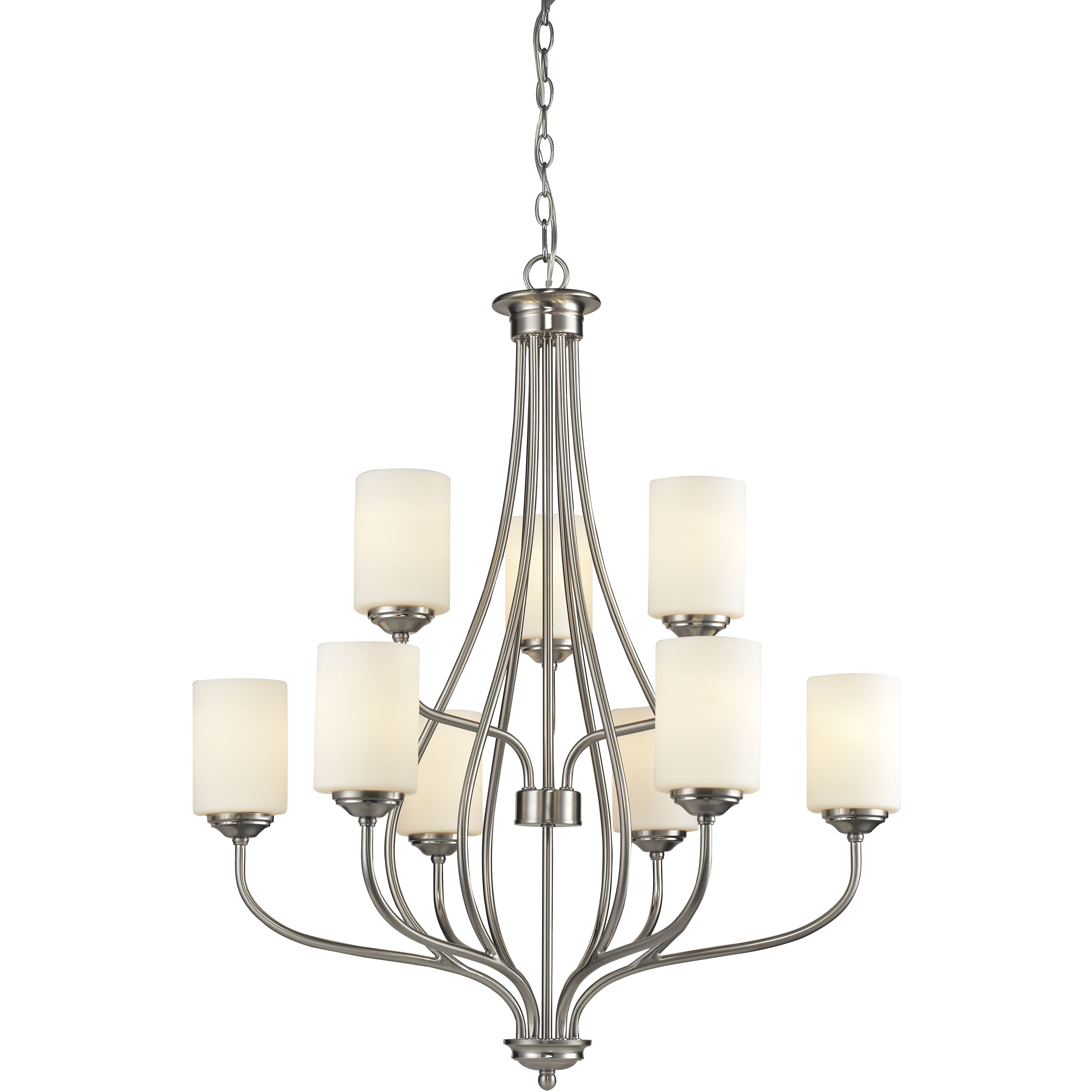 Cardinal 9 Light 30 inch Brushed Nickel Chandelier Ceiling Light