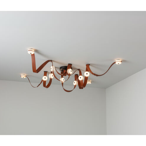 Art & Alchemy SNAPS LED 86.5 inch White Pendant Ceiling Light in White Leather with Alabaster, Large