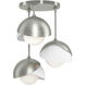 Brooklyn 3 Light 12 inch Sterling and White Semi-Flush Ceiling Light in Sterling/White