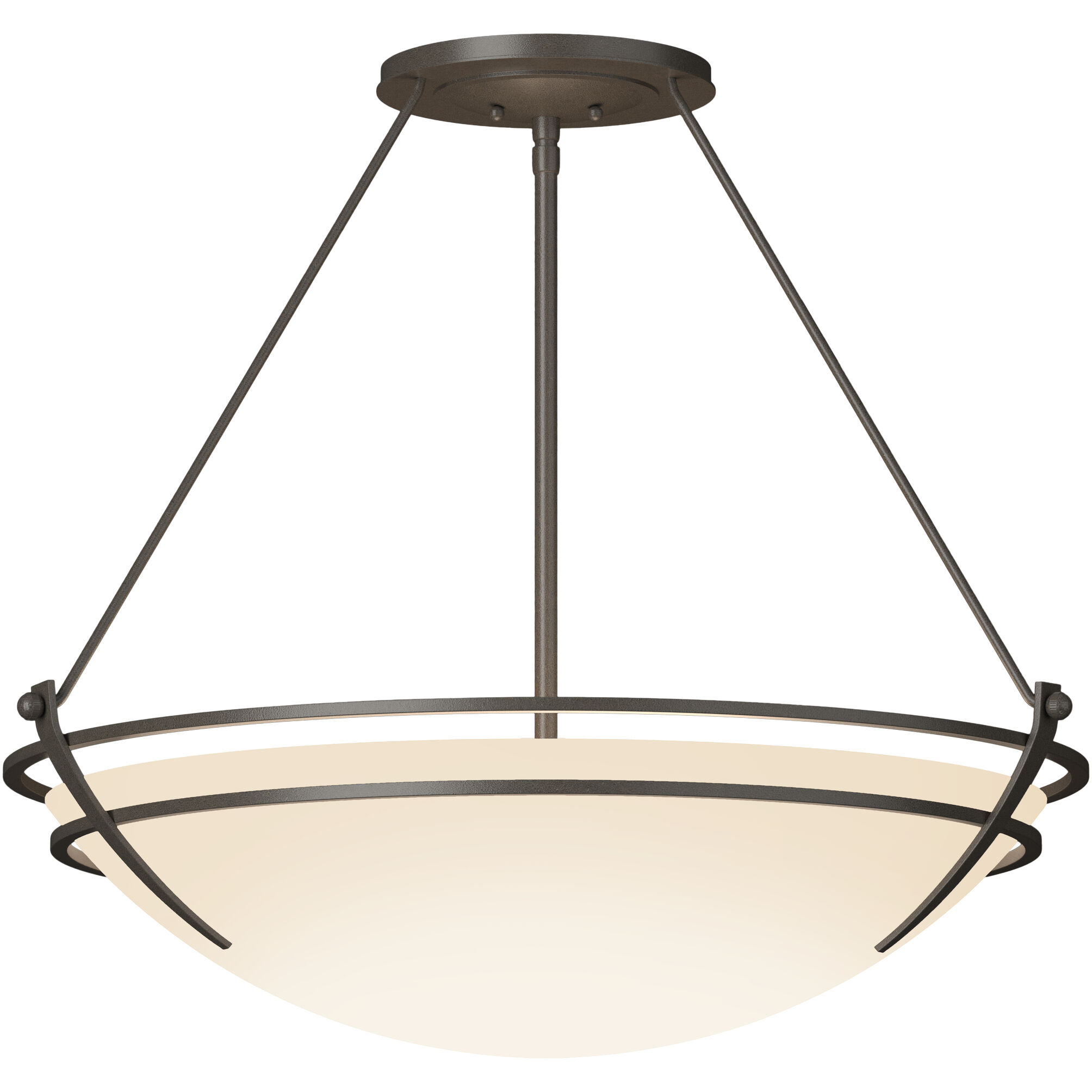 Presidio Tryne 3 Light 28.6 inch Dark Smoke Semi-Flush Ceiling Light in Opal, Large