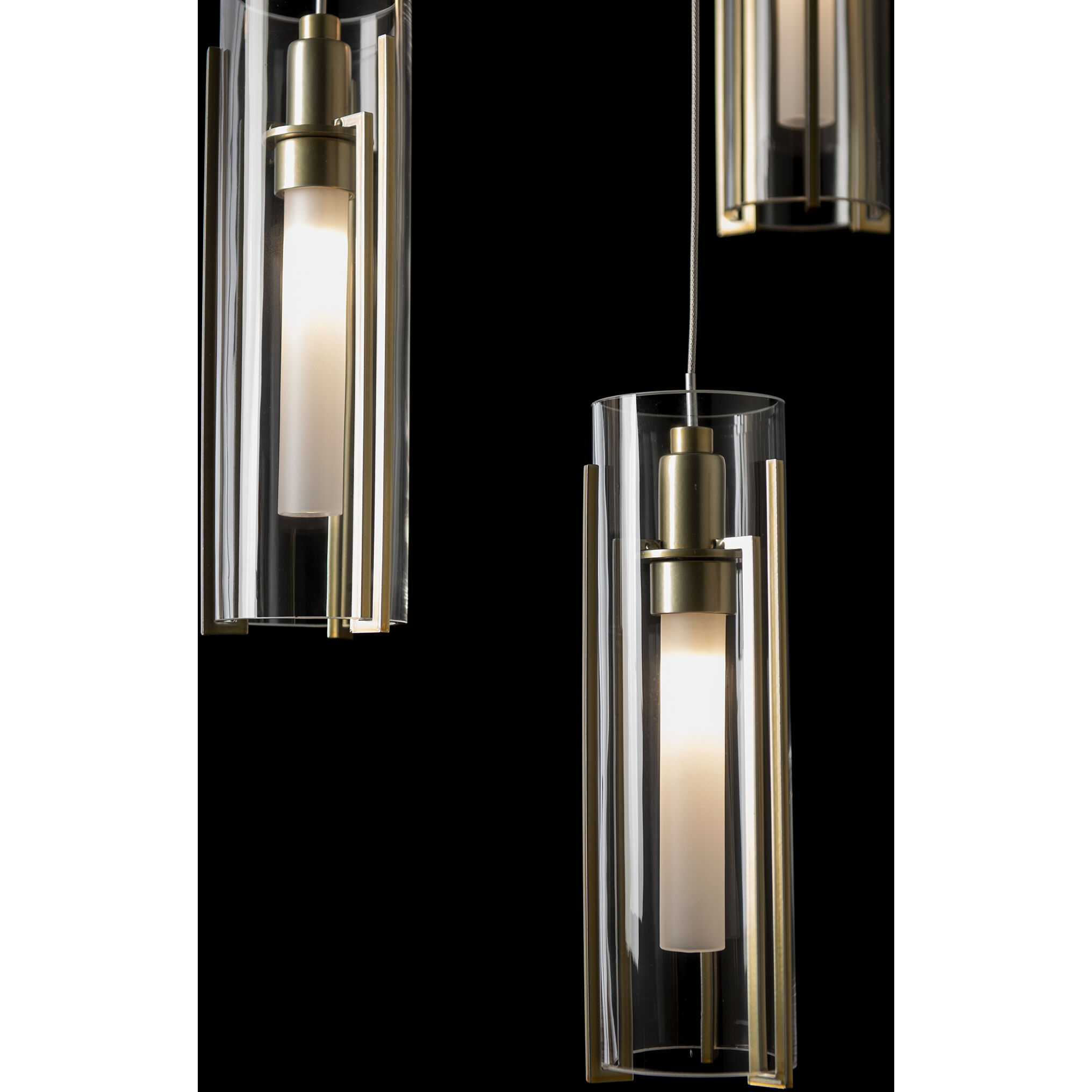 Exos Glass 5 Light 13.5 inch Modern Brass Pendant Ceiling Light in Clear