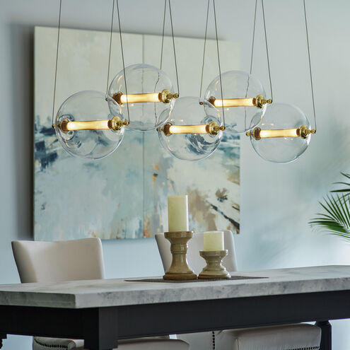 Otto LED 57 inch Black with Brass Accents Pendant Ceiling Light, Sphere