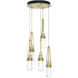 Link 5 Light 13 inch Modern Brass Mini Pendant Ceiling Light in Clear with White Threading