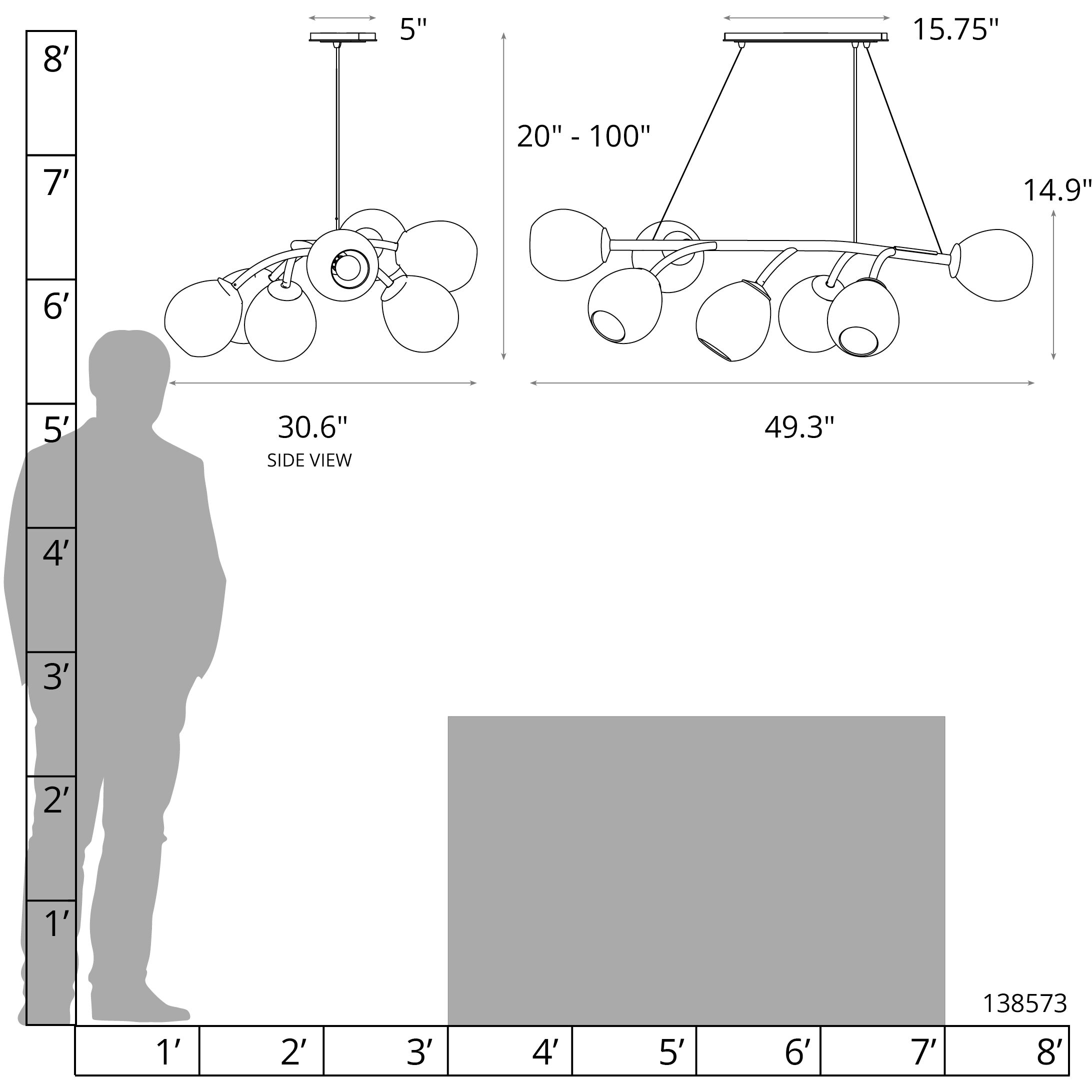 Vine 7 Light 49.3 inch Black Pendant Ceiling Light