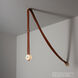 Art & Alchemy SNAPS LED 4 inch Modern Brass Pendant Ceiling Light in Chestnut Leather with Alabaster, Small