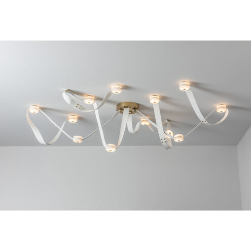 Art & Alchemy SNAPS LED 86.5 inch White Pendant Ceiling Light in White Leather with Alabaster, Large