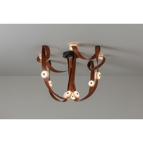 Art & Alchemy SNAPS LED 86.5 inch White Pendant Ceiling Light in White Leather with Alabaster, Large