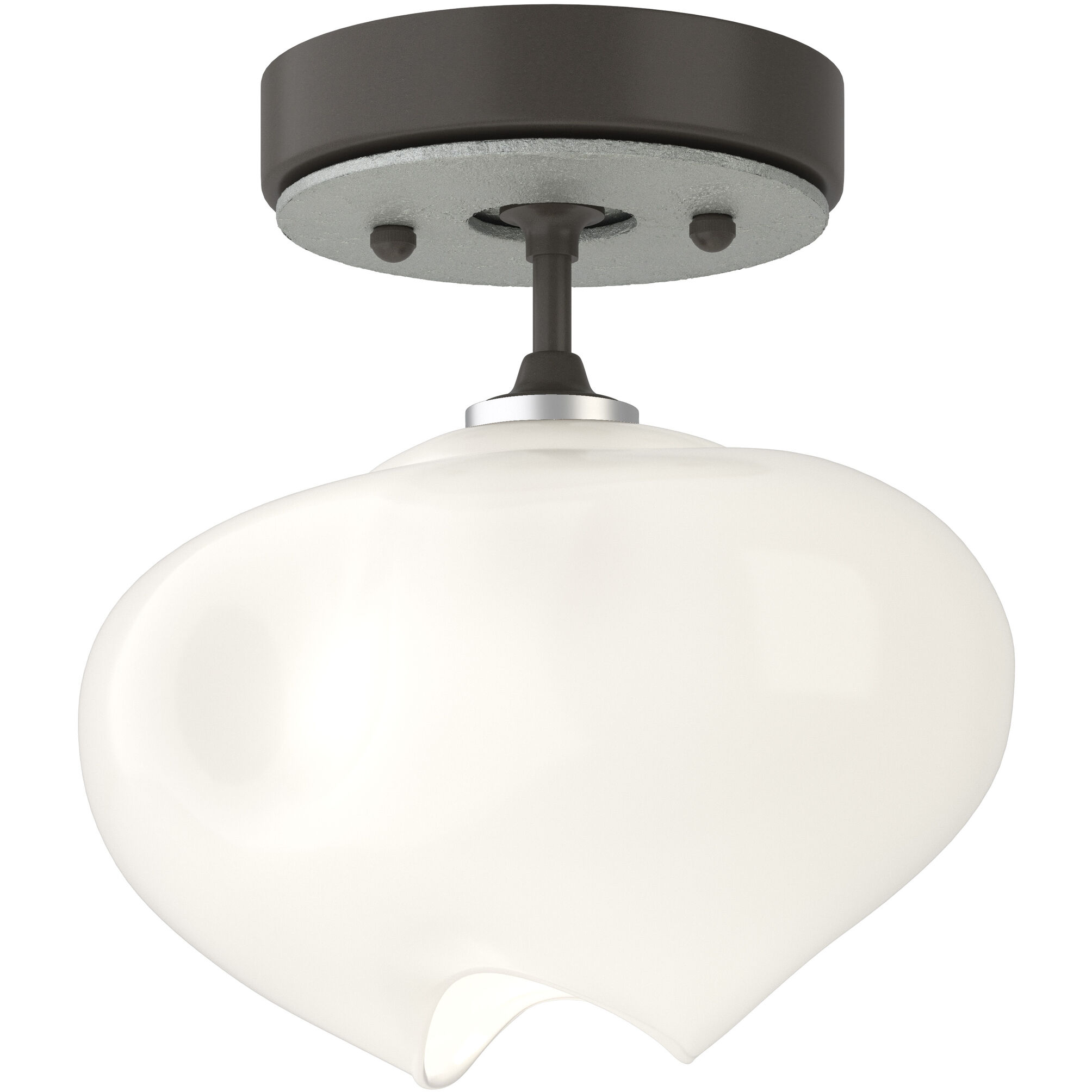 Ume 1 Light 6.3 inch Dark Smoke and Vintage Platinum Semi-Flush Ceiling Light in Dark Smoke/Vintage Platinum, Frosted