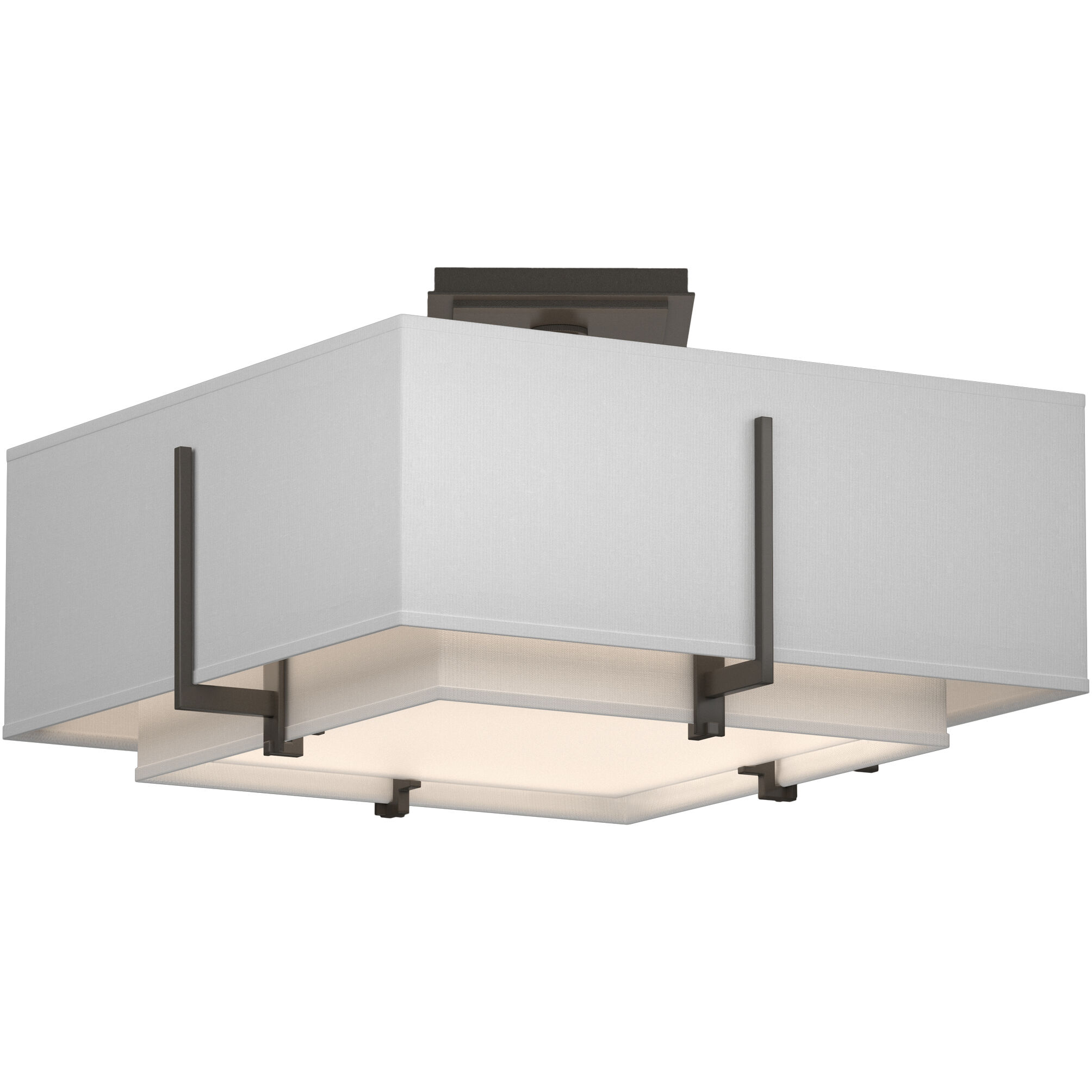 Exos 2 Light 16.6 inch Dark Smoke Semi-Flush Ceiling Light in Natural Anna, Small