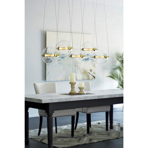 Otto LED 57 inch Black with Brass Accents Pendant Ceiling Light, Sphere