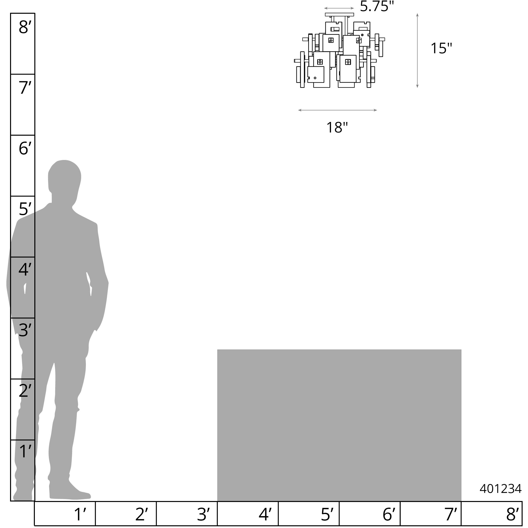 Fusion 5 Light 18 inch Bronze Semi-Flush Ceiling Light