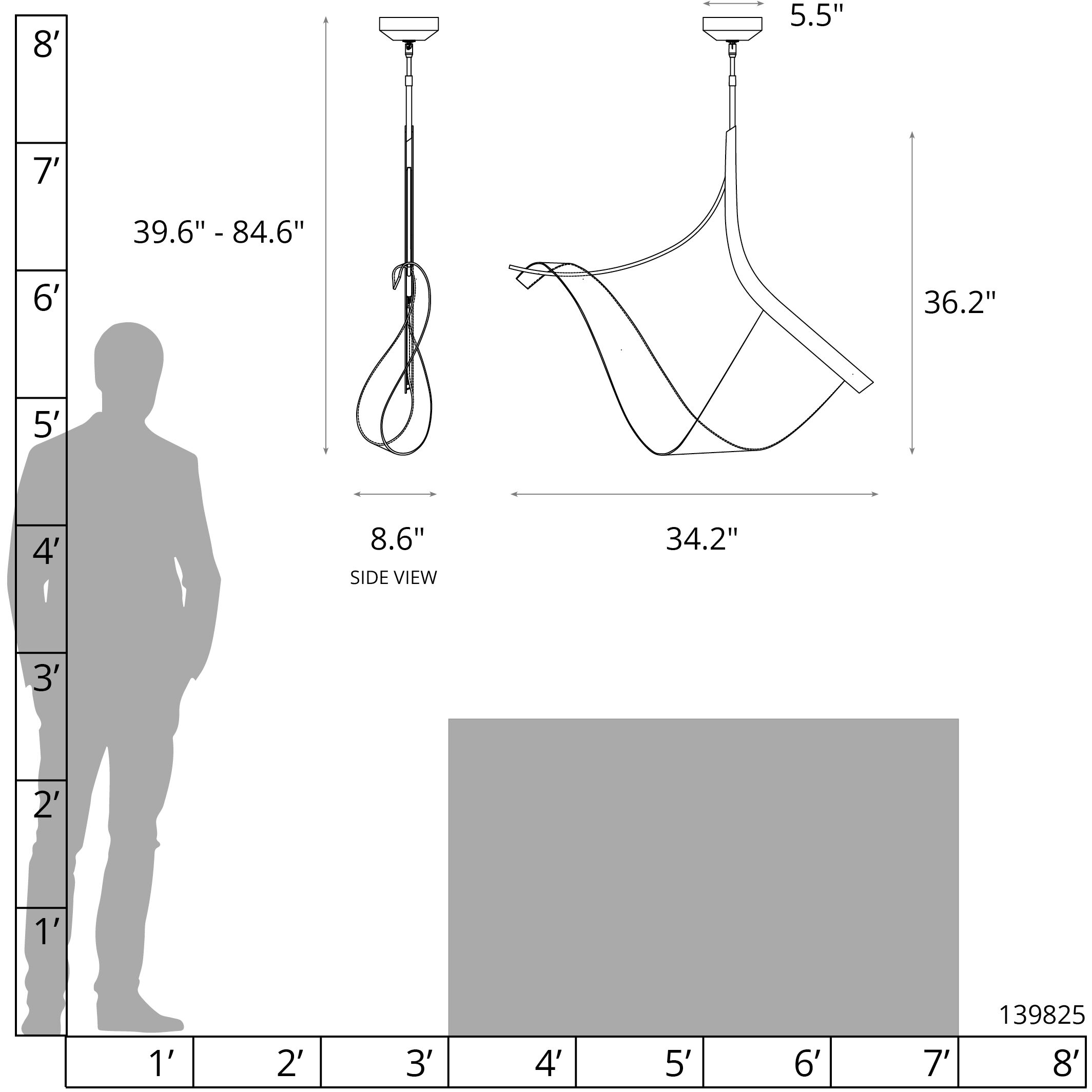 Sling LED 34.2 inch Modern Brass Pendant Ceiling Light