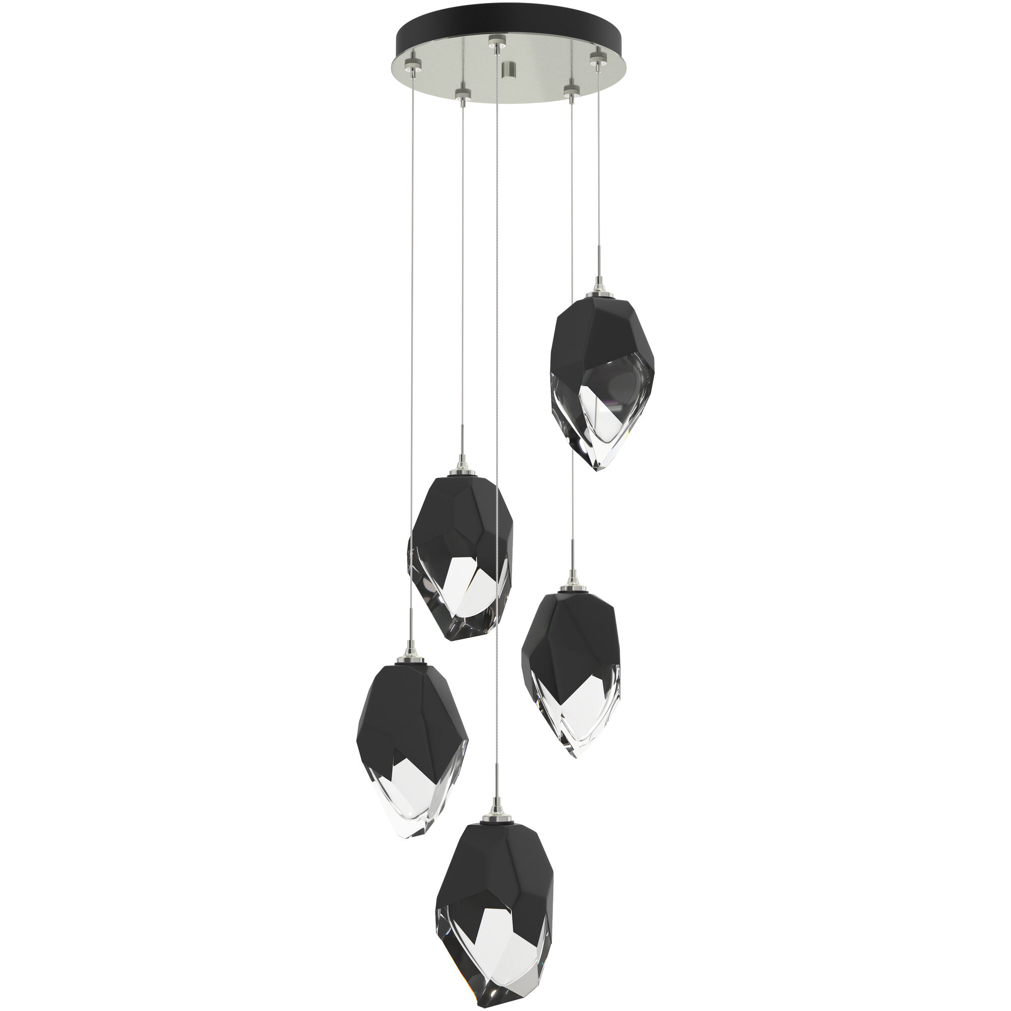 Chrysalis 5 Light 16.1 inch Sterling Pendant Ceiling Light in Black Crystal, Large