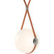 Derby LED 14.9 inch Black and Polished Nickel Pendant Ceiling Light in Leather Chestnut/Hubbardton forge Branded Plate, Black/Polished Nickel, Large