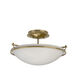 Plain 2 Light 14.5 inch Modern Brass Semi-Flush Ceiling Light in Opal, Small