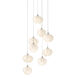 Ume 9 Light 20.5 inch Vintage Platinum Pendant Ceiling Light in Frosted, Long