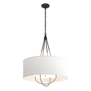 Loop 4 Light 28 inch Black and Modern Brass Pendant Ceiling Light in Black/Modern Brass, Natural Anna