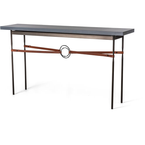 Equus 60 X 14 inch Dark Smoke and Dark Smoke Console Table in Chestnut Leather with Maple Grey, Wood Top