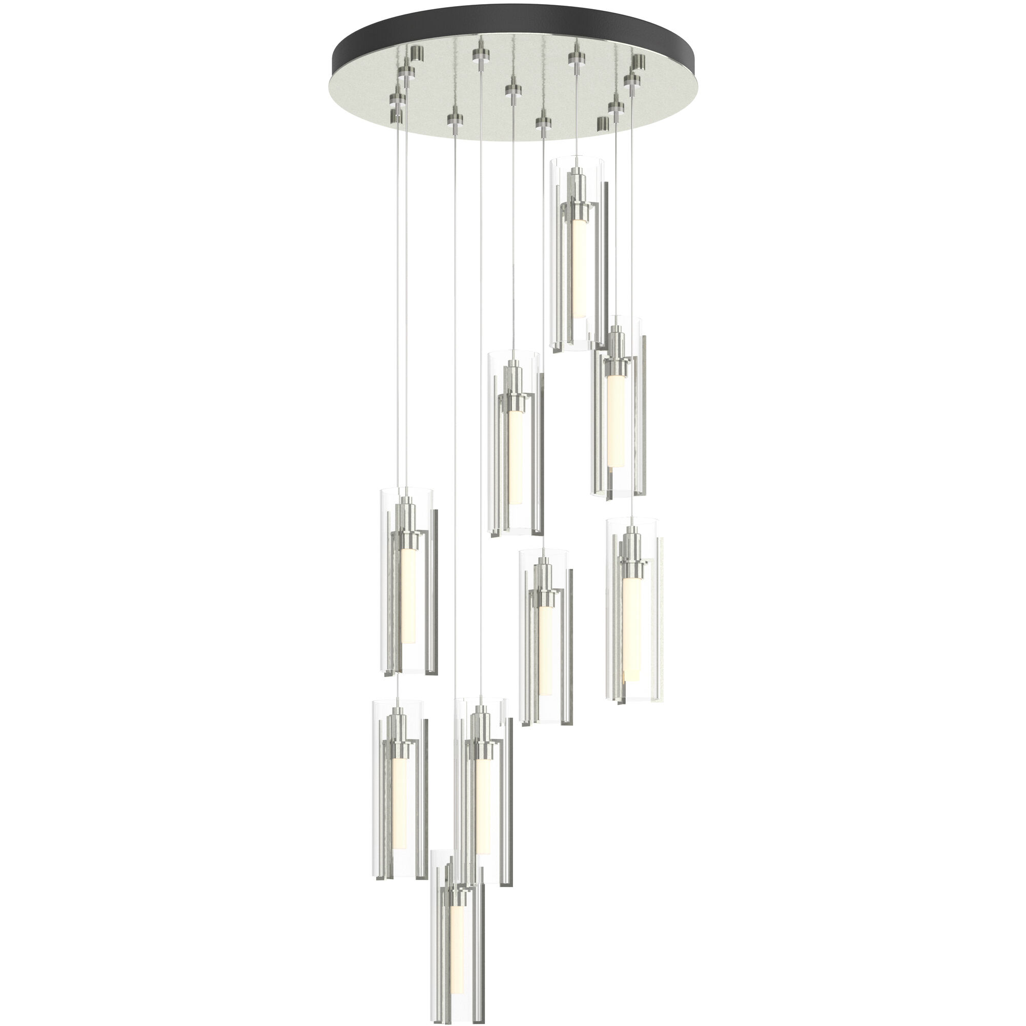 Exos Glass 9 Light 20.5 inch Sterling Pendant Ceiling Light in Clear, Round