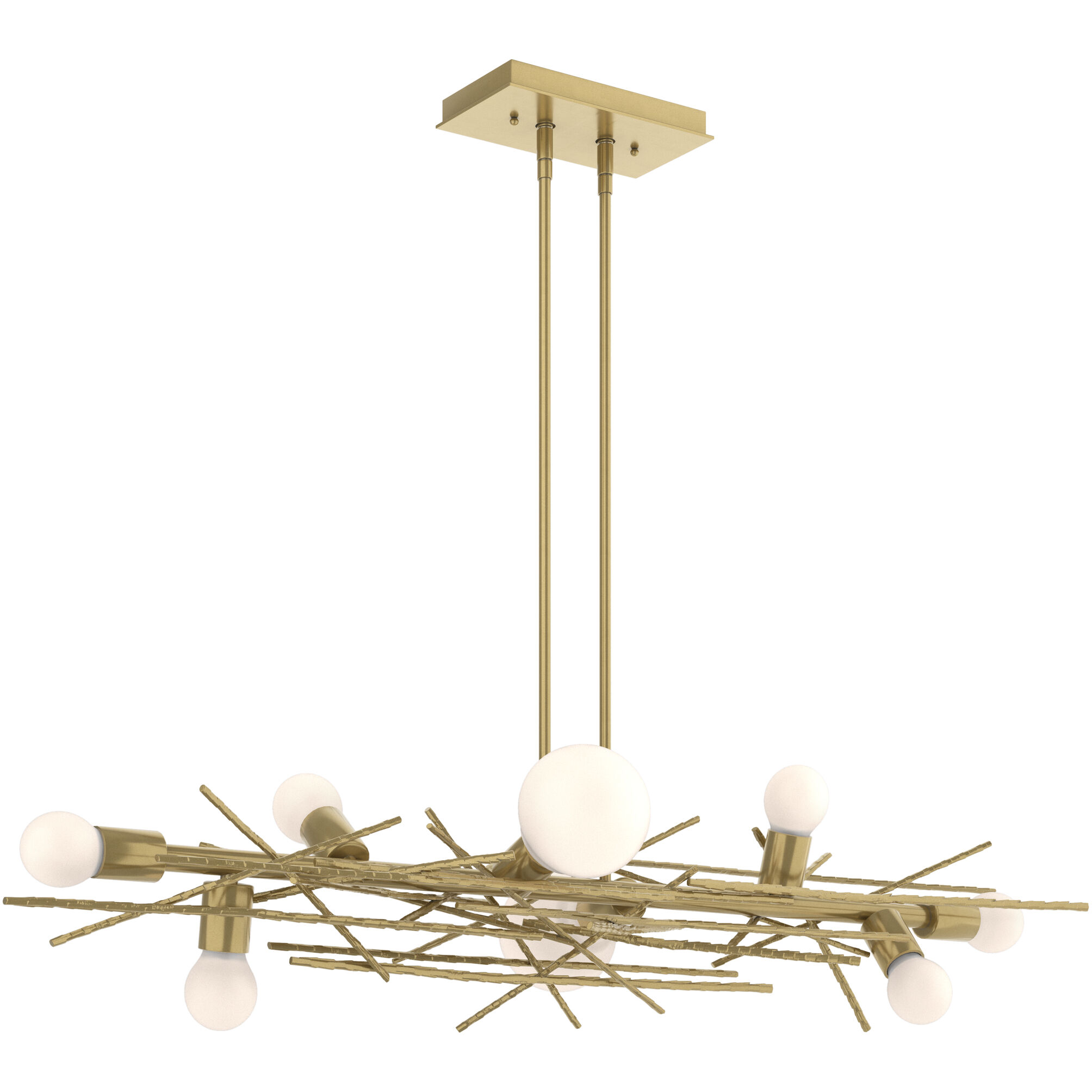 Brindille 8 Light 54.8 inch Modern Brass Linear Pendant Ceiling Light