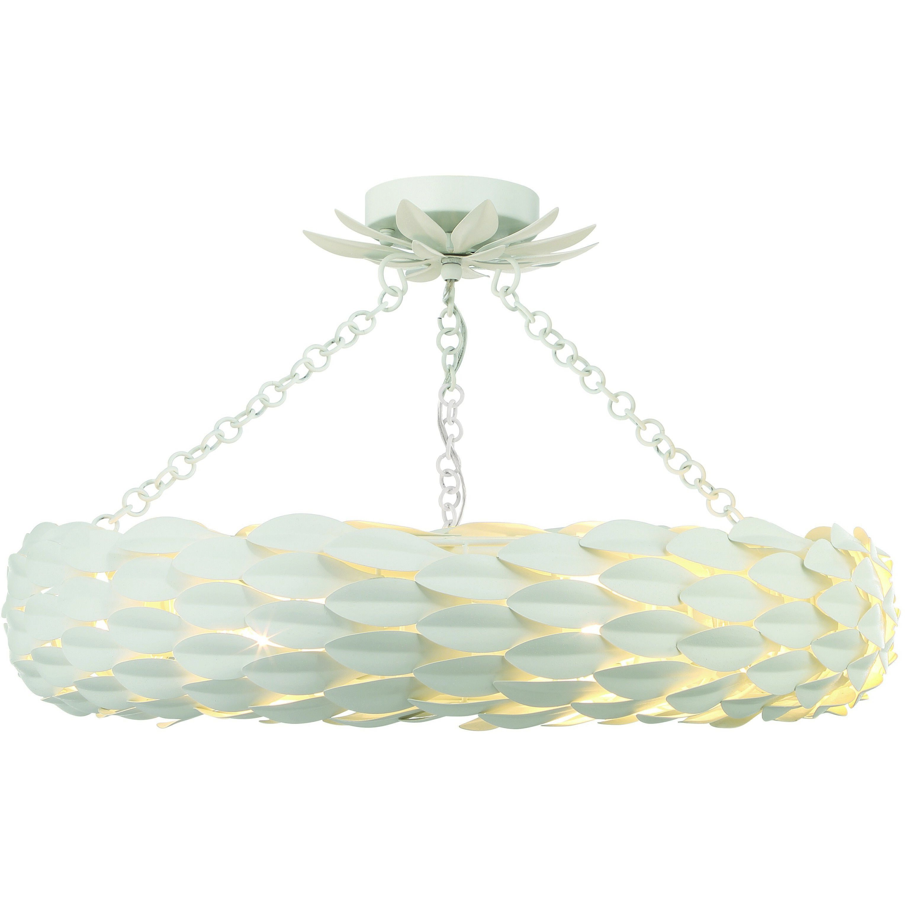 Broche 6 Light 24 inch Matte White Semi Flush Ceiling Light