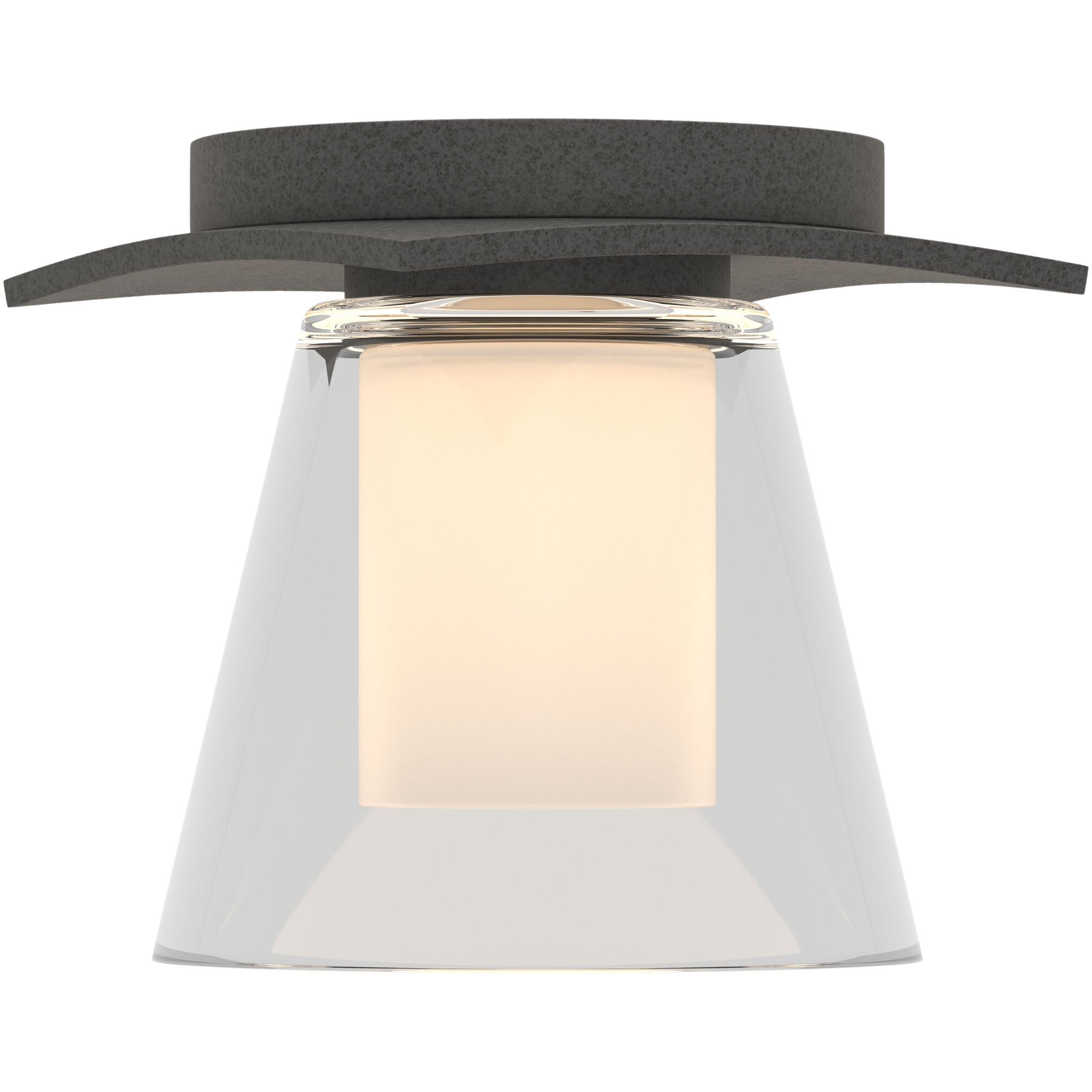 Wren 1 Light 5.1 inch Natural Iron Flush Mount Ceiling Light in Clear with Opal