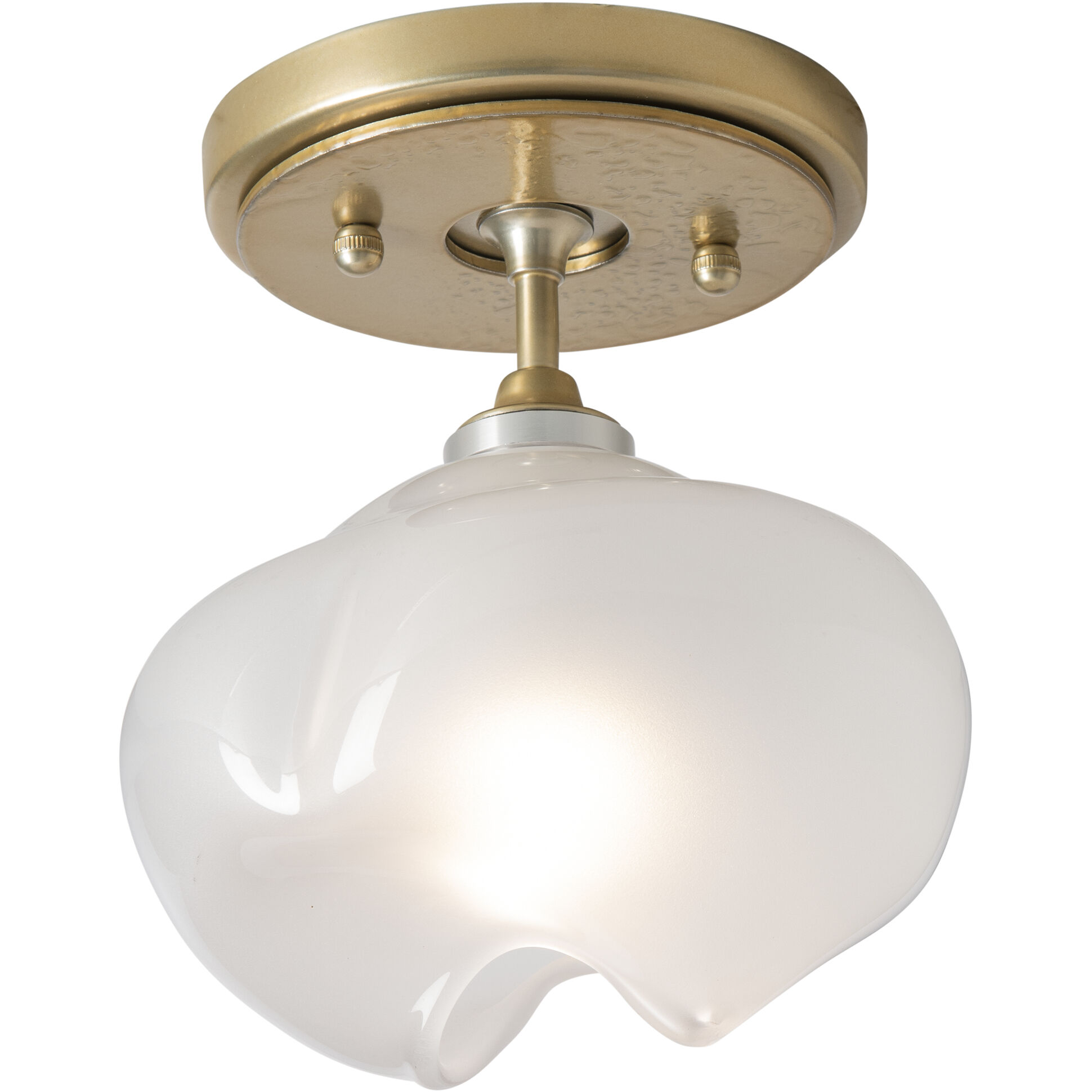 Ume 1 Light 6.3 inch Modern Brass and Modern Brass Semi-Flush Ceiling Light in Frosted