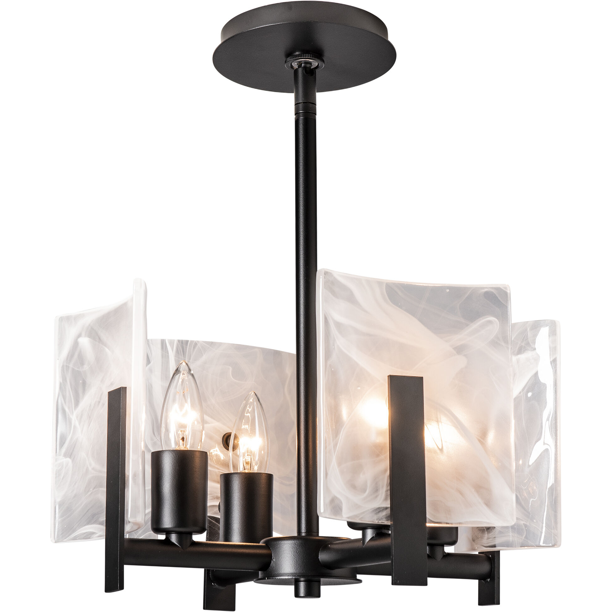 Arc 4 Light 13.5 inch Black Semi-Flush/Pendant Ceiling Light